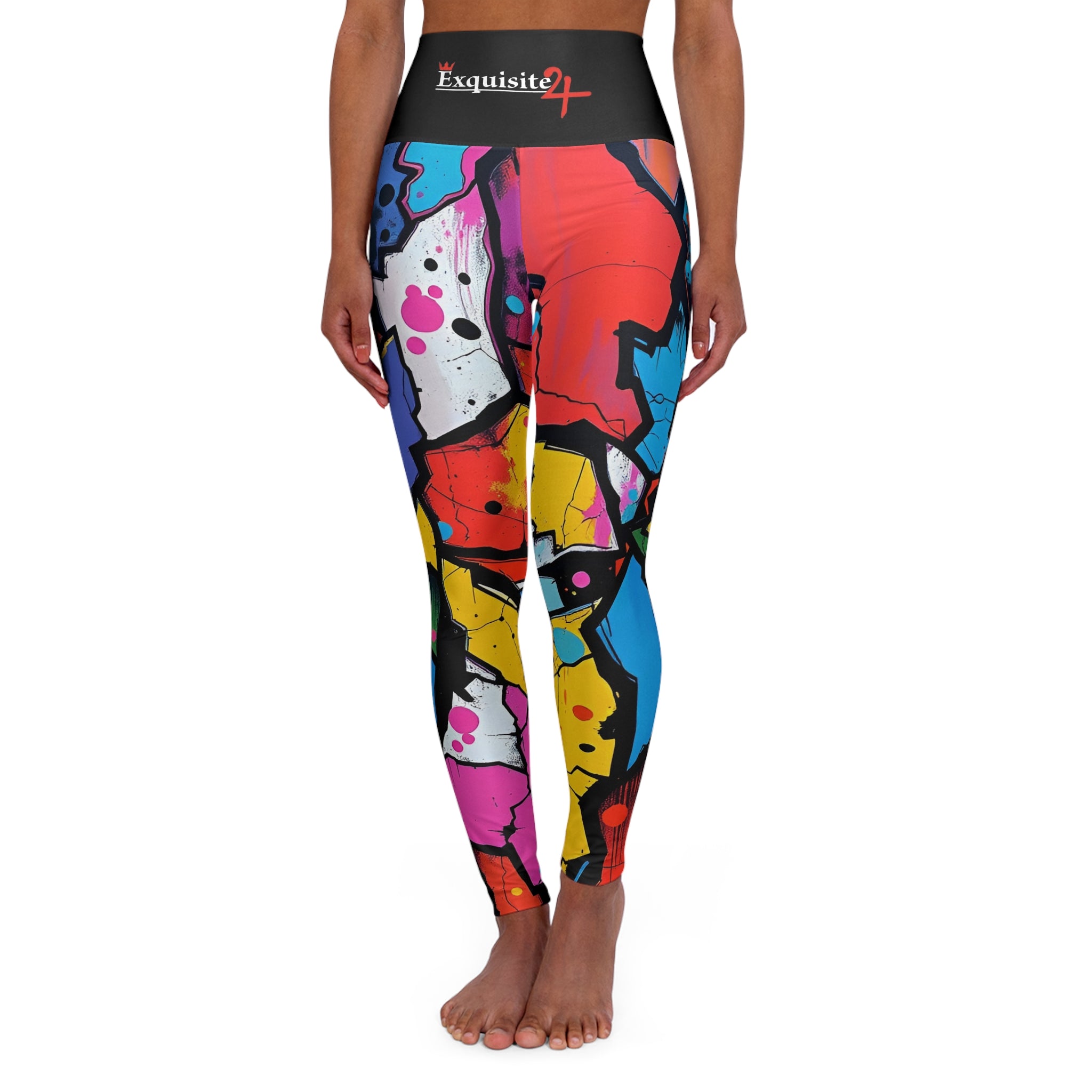 High-Waist Graffiti Print Yoga Leggings