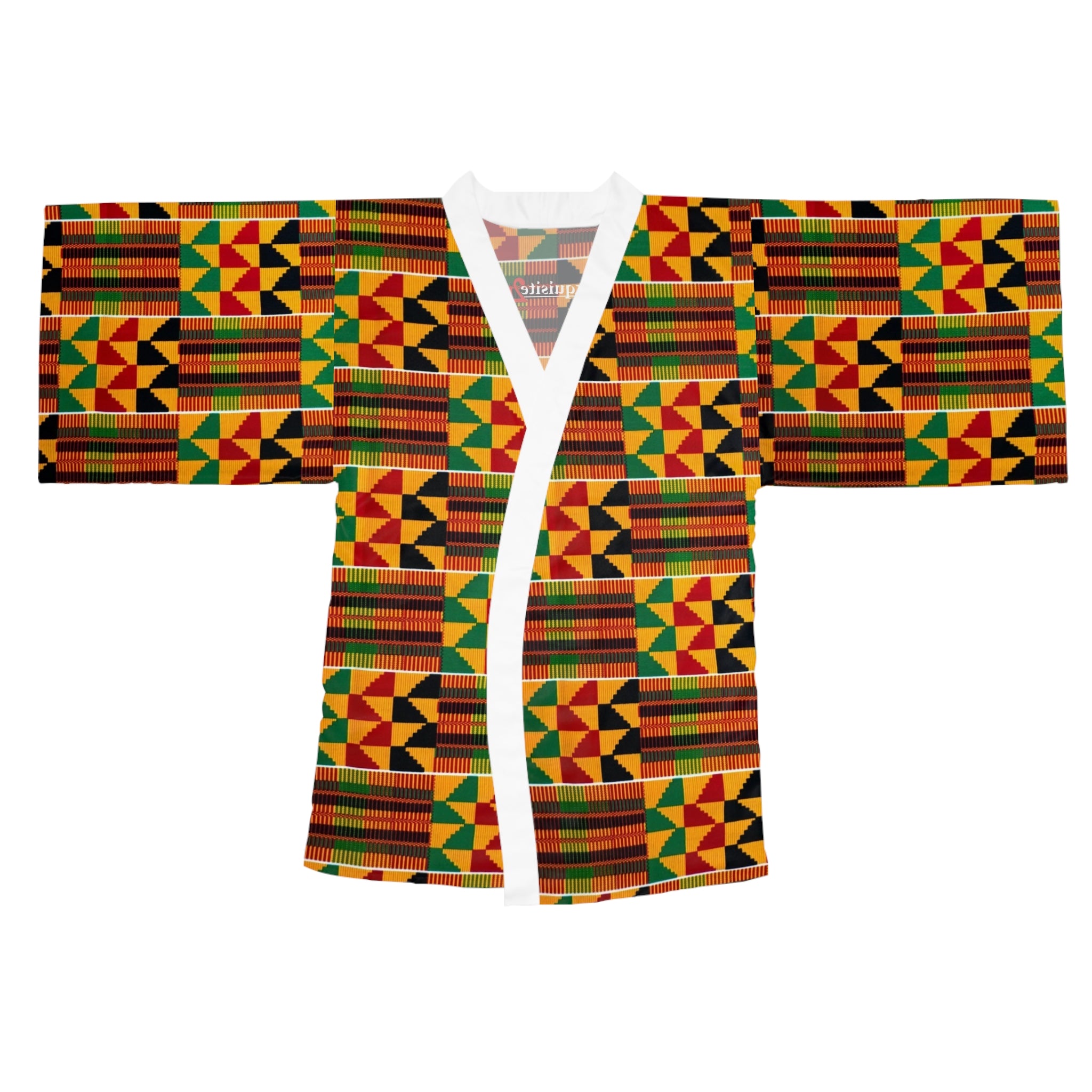 Kente Print Long Sleeve Kimono Robe