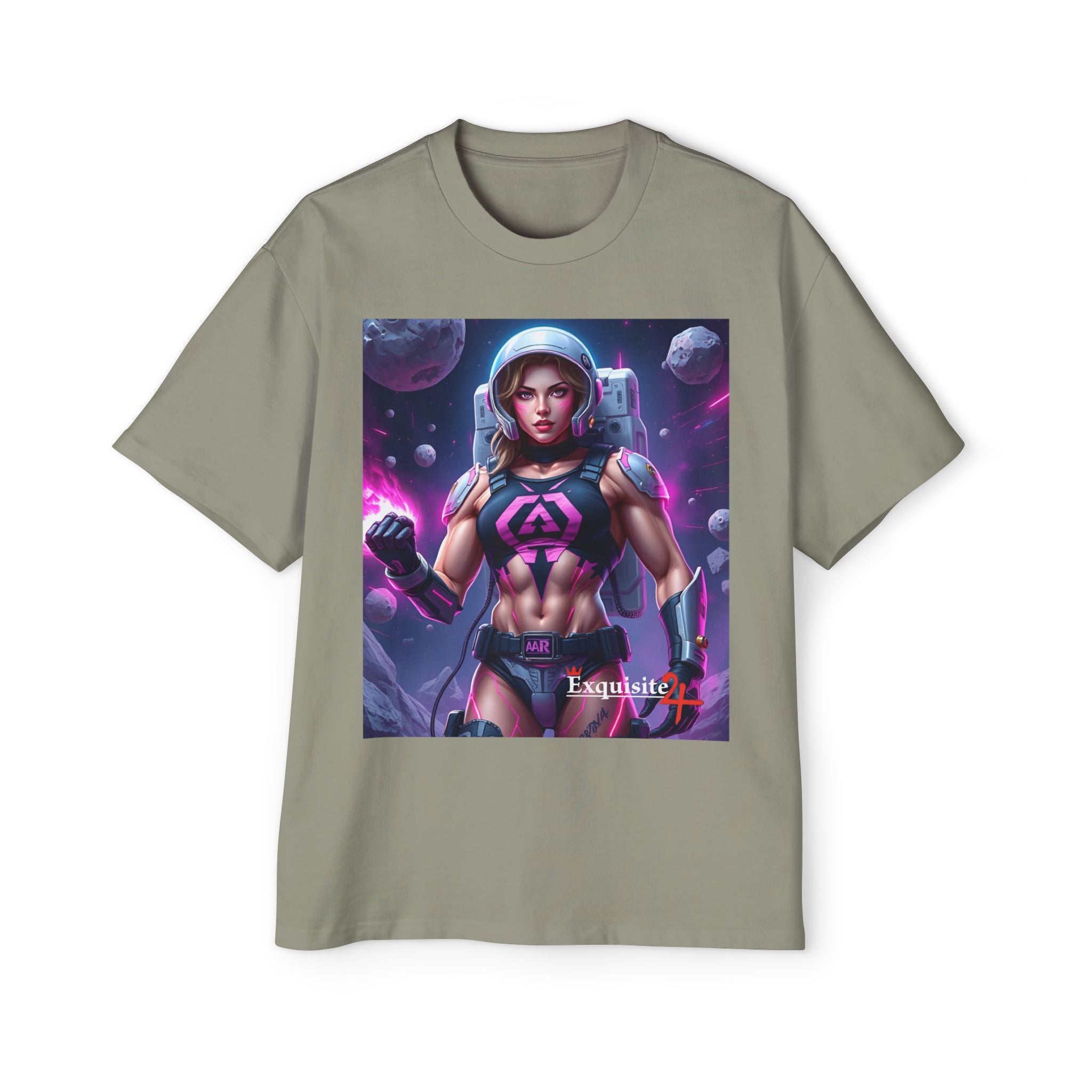 Astronaut Warrior Graphic Tee — Men's Sci‑Fi Space Gamer Oversized Shirt
