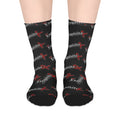 Exquisite 24 Black Logo Mid-Length Socks — Branded Streetwear Crew Socks