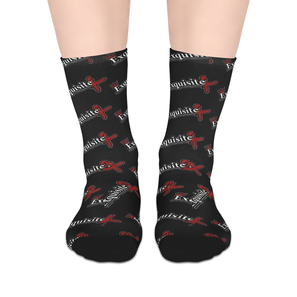 Exquisite 24 Black Logo Mid-Length Socks