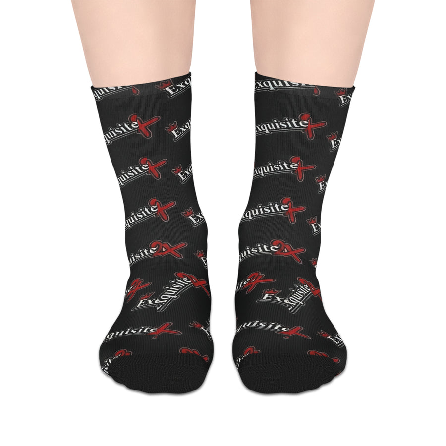 Exquisite 24 Black Logo Mid-Length Socks