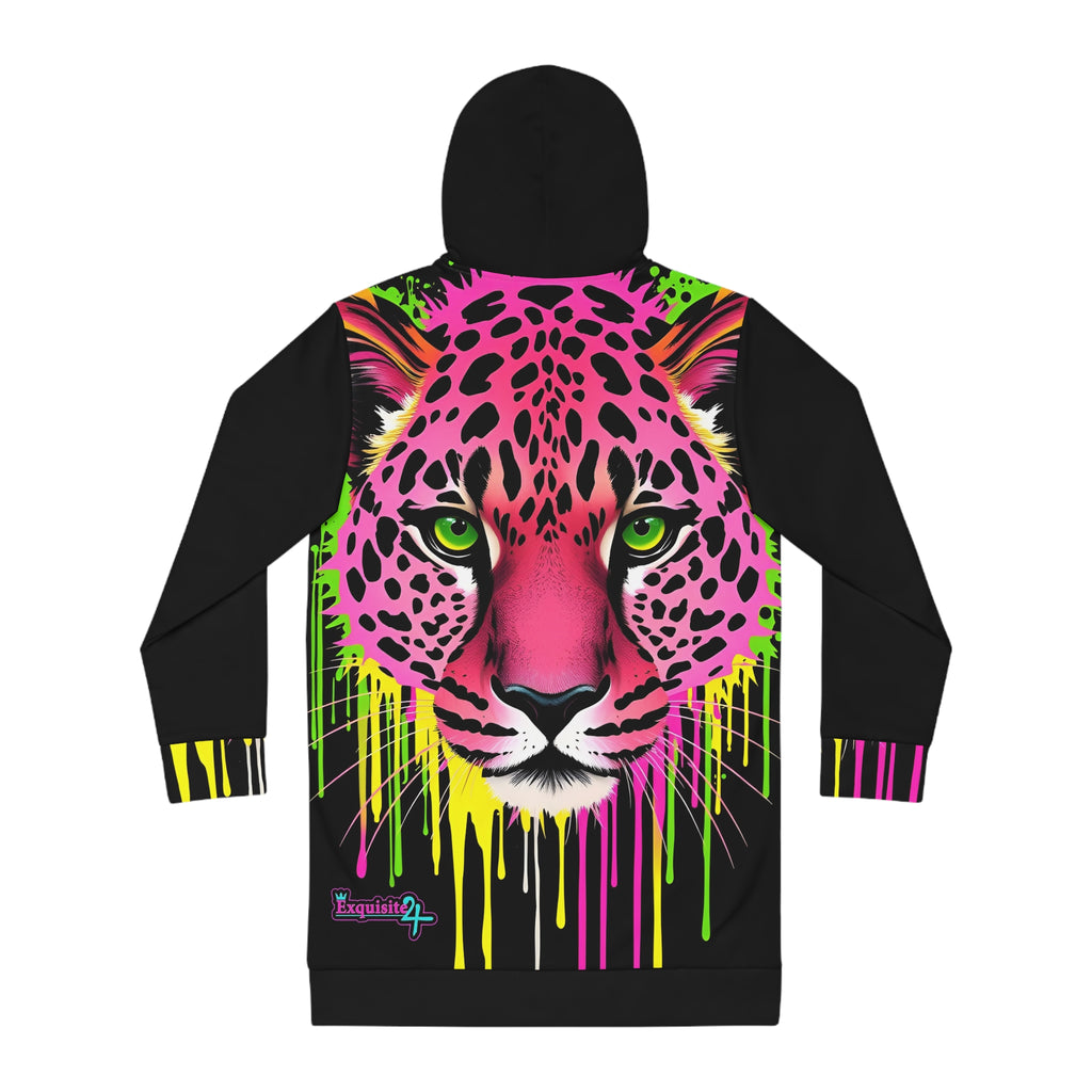 Neon Leopard Hoodie Dress