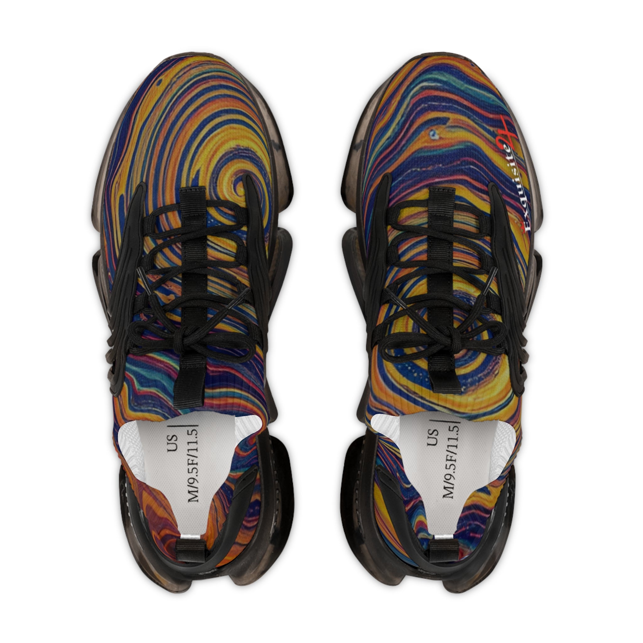 Retro Swirl Athletic Shoes with Marble Wave Design