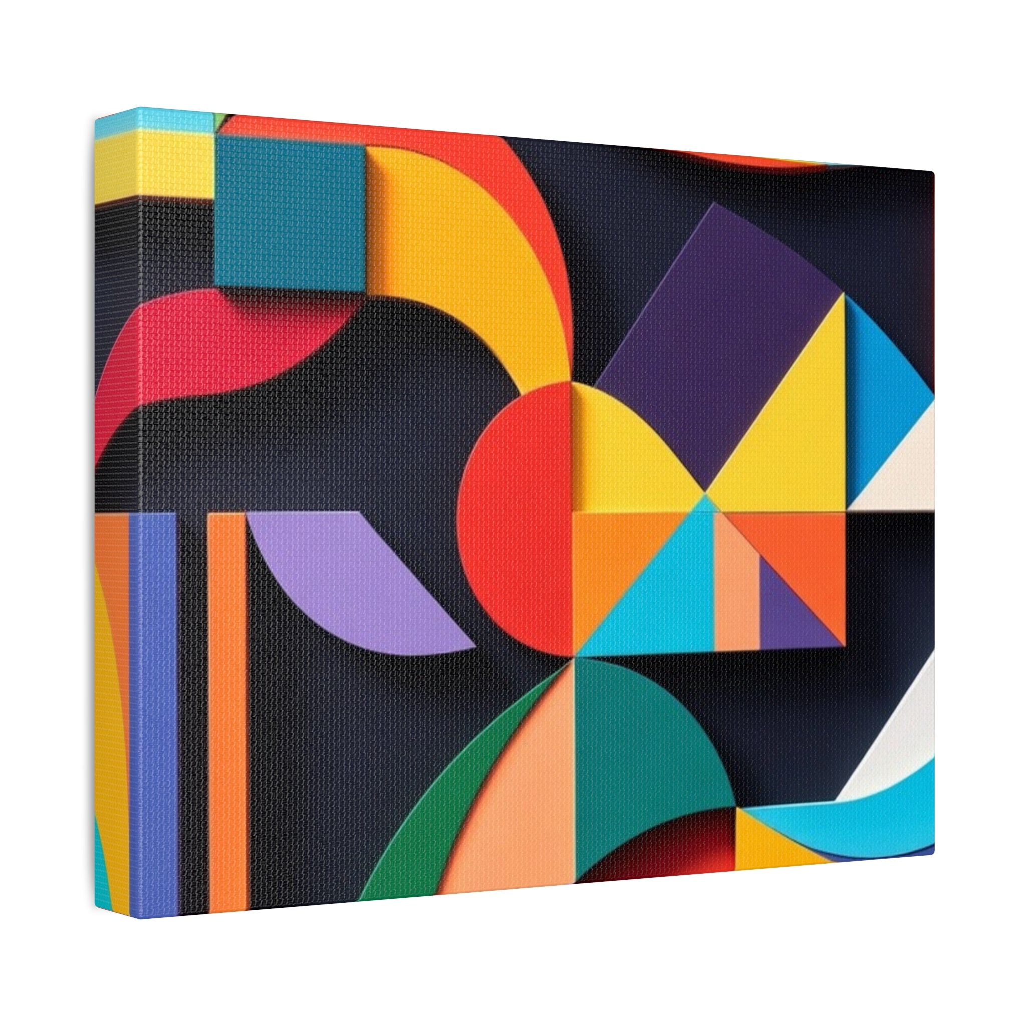 Abstract Geometric Stretched Canvas – Colorful Modern Wall Art