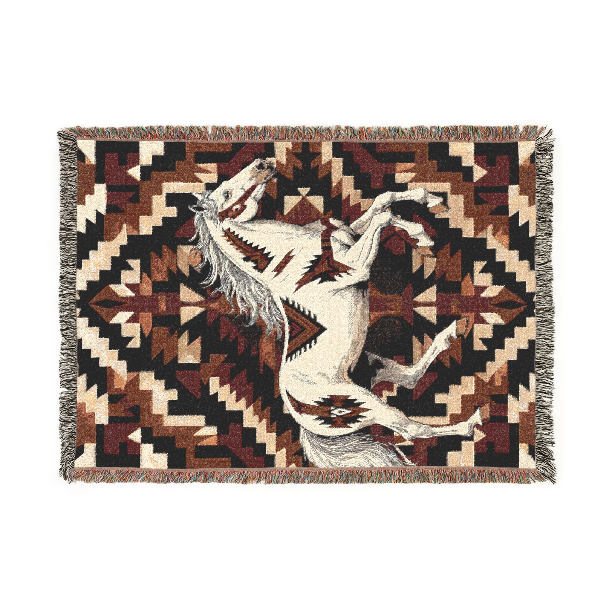 Southwestern Bucking Horse Woven Blanket