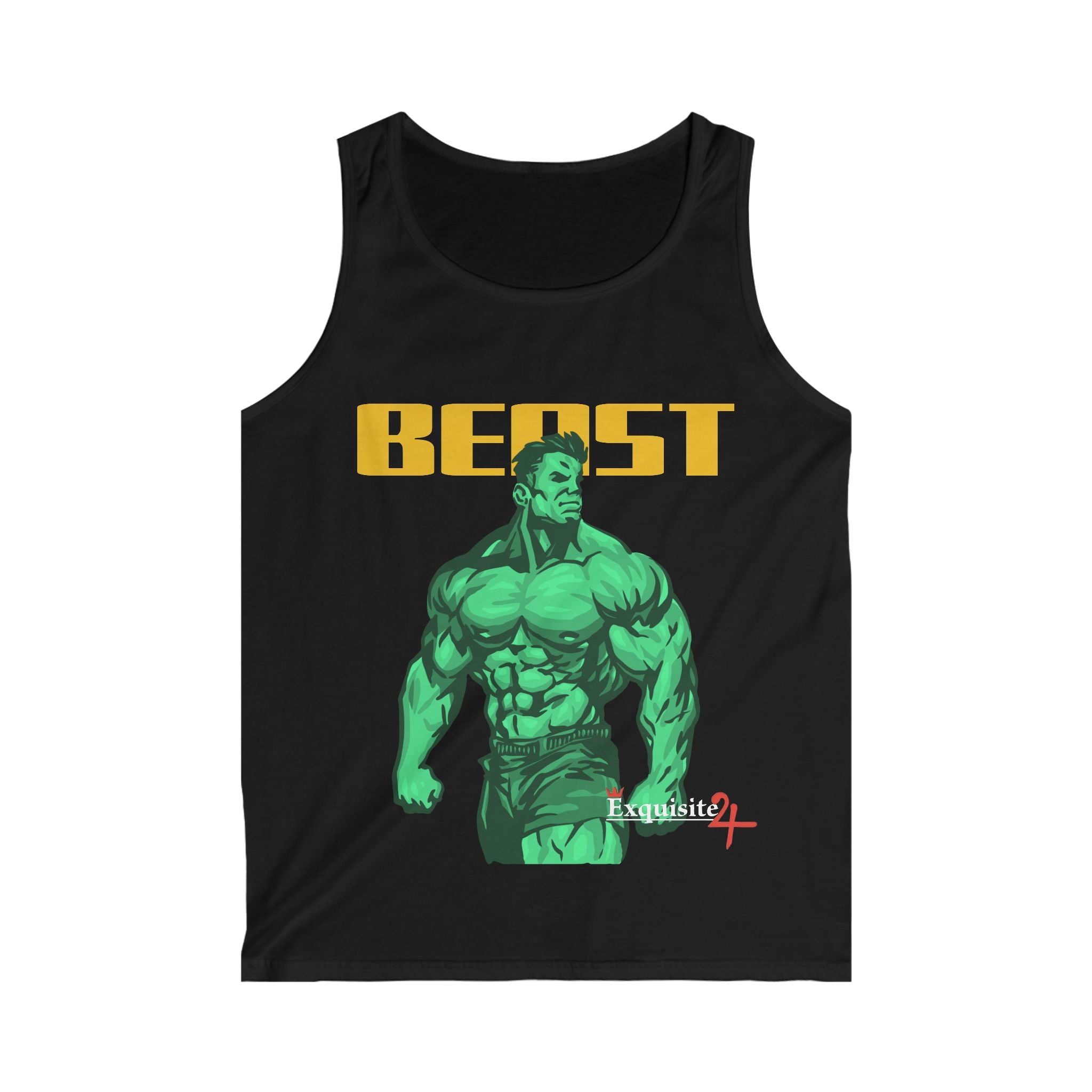 Exquisite 24 Beast Muscle Tank — Men’s Gym Tank Top with Green Hulk-Style Graphic