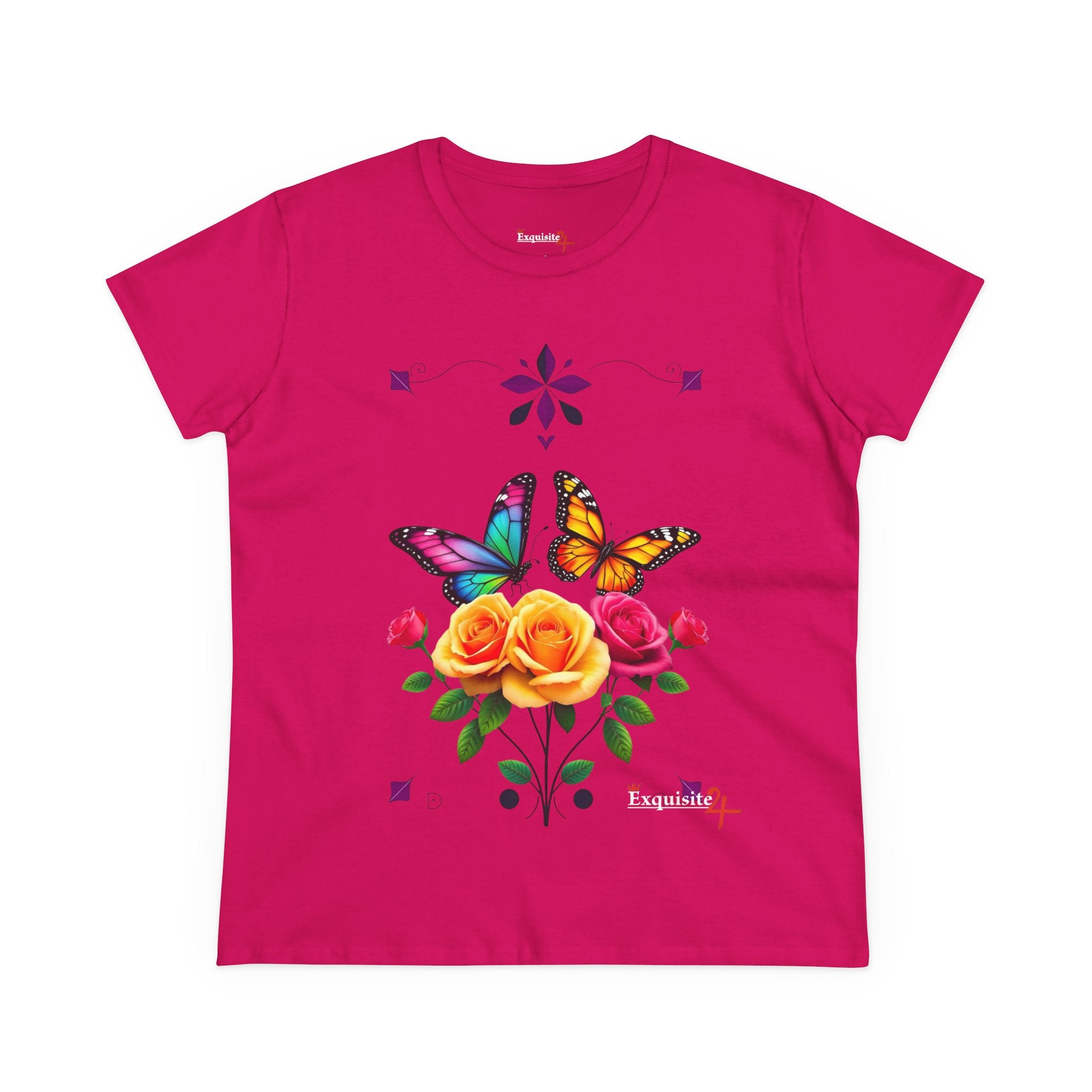 Butterfly Blossom with Purple Border Women's Graphic Tee