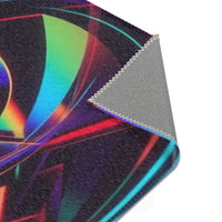Neon Swirl Area Rug — Retro Rainbow Abstract Accent Rug