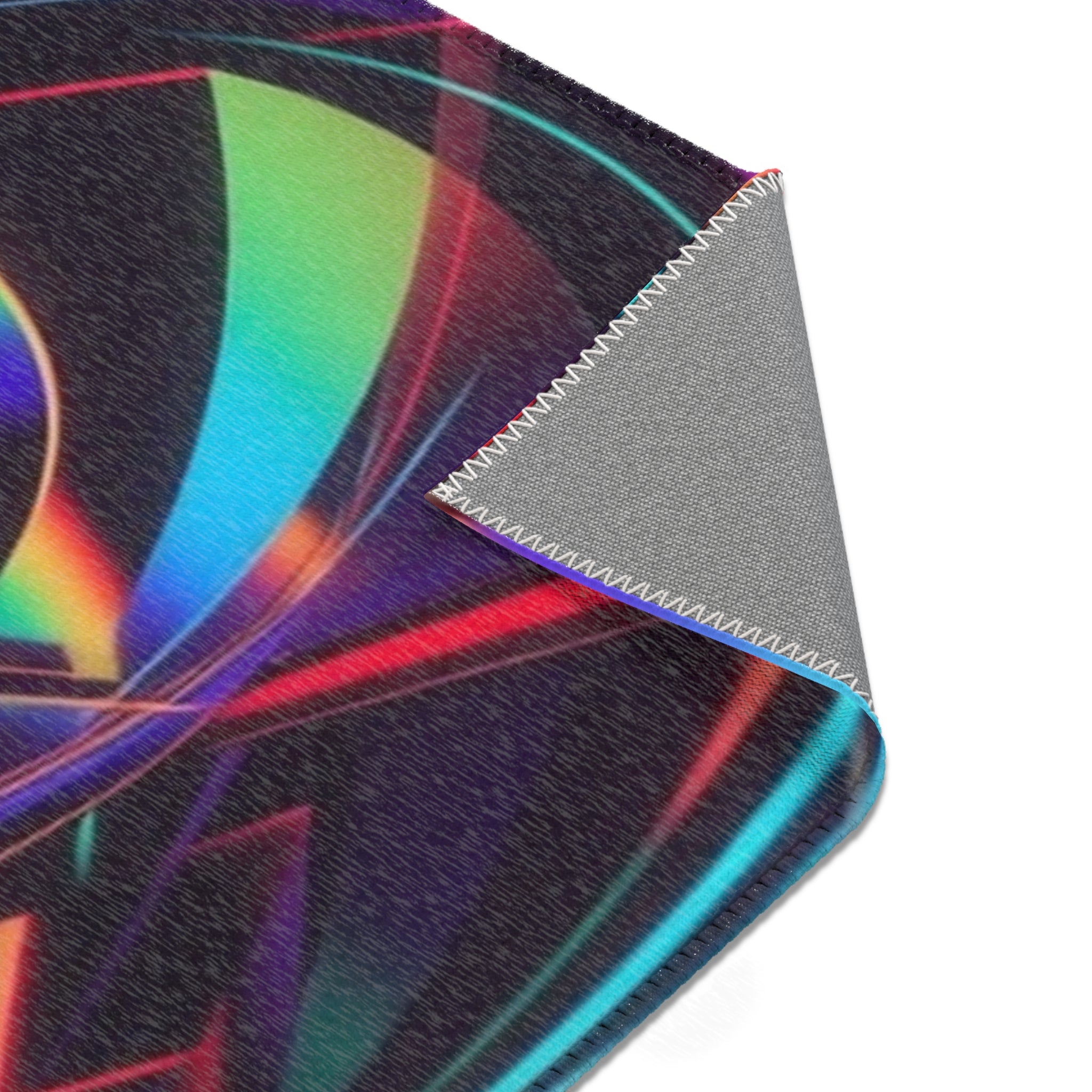 Neon Swirl Area Rug — Retro Rainbow Abstract Accent Rug
