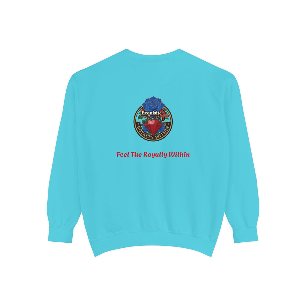 Exquisite 'Feel The Royalty Within' Sweatshirt — Crown Emblem Garment-Dyed Crewneck
