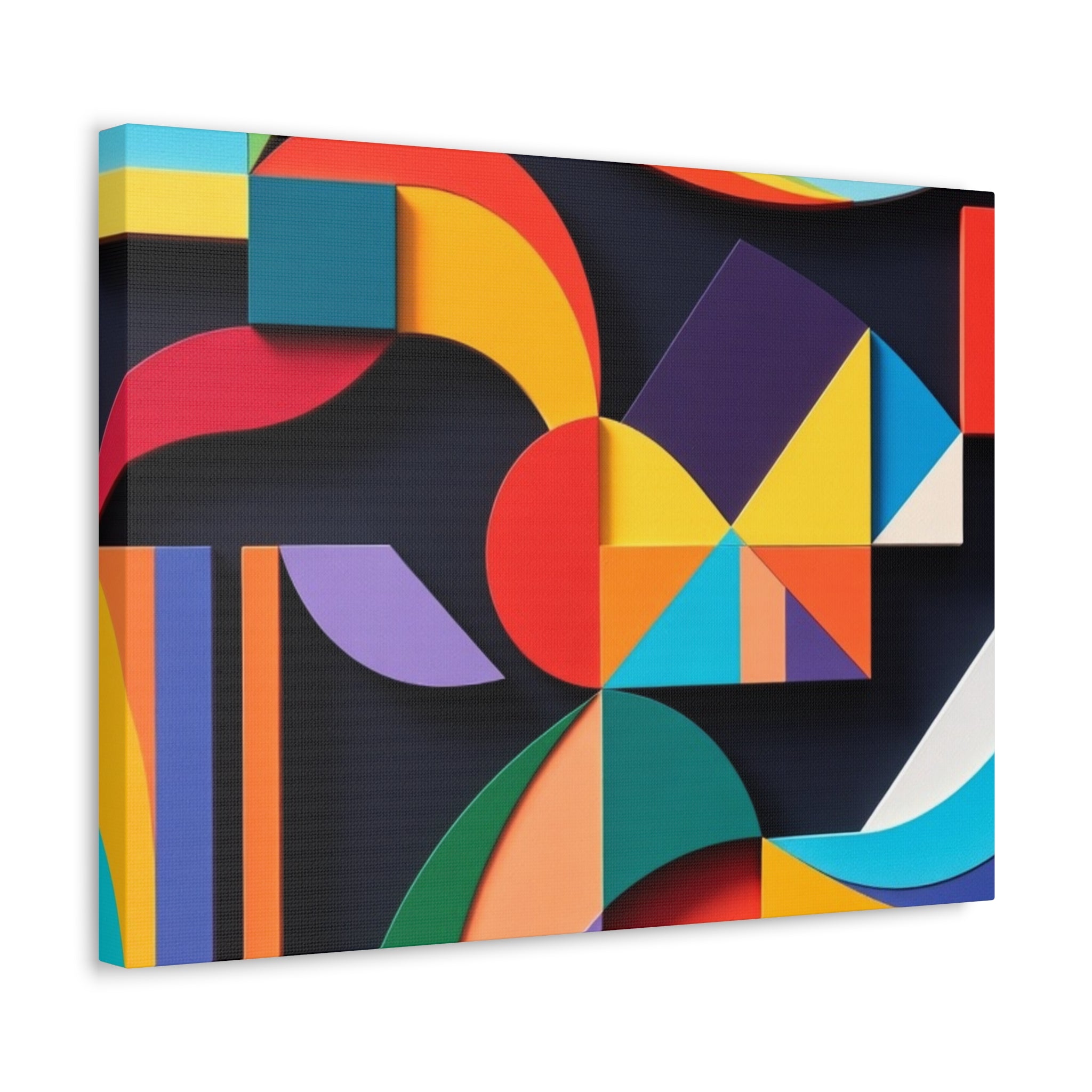 Abstract Geometric Stretched Canvas – Colorful Modern Wall Art
