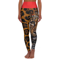 Leopard Face High-Waist Yoga Leggings — Bold Animal Print Activewear