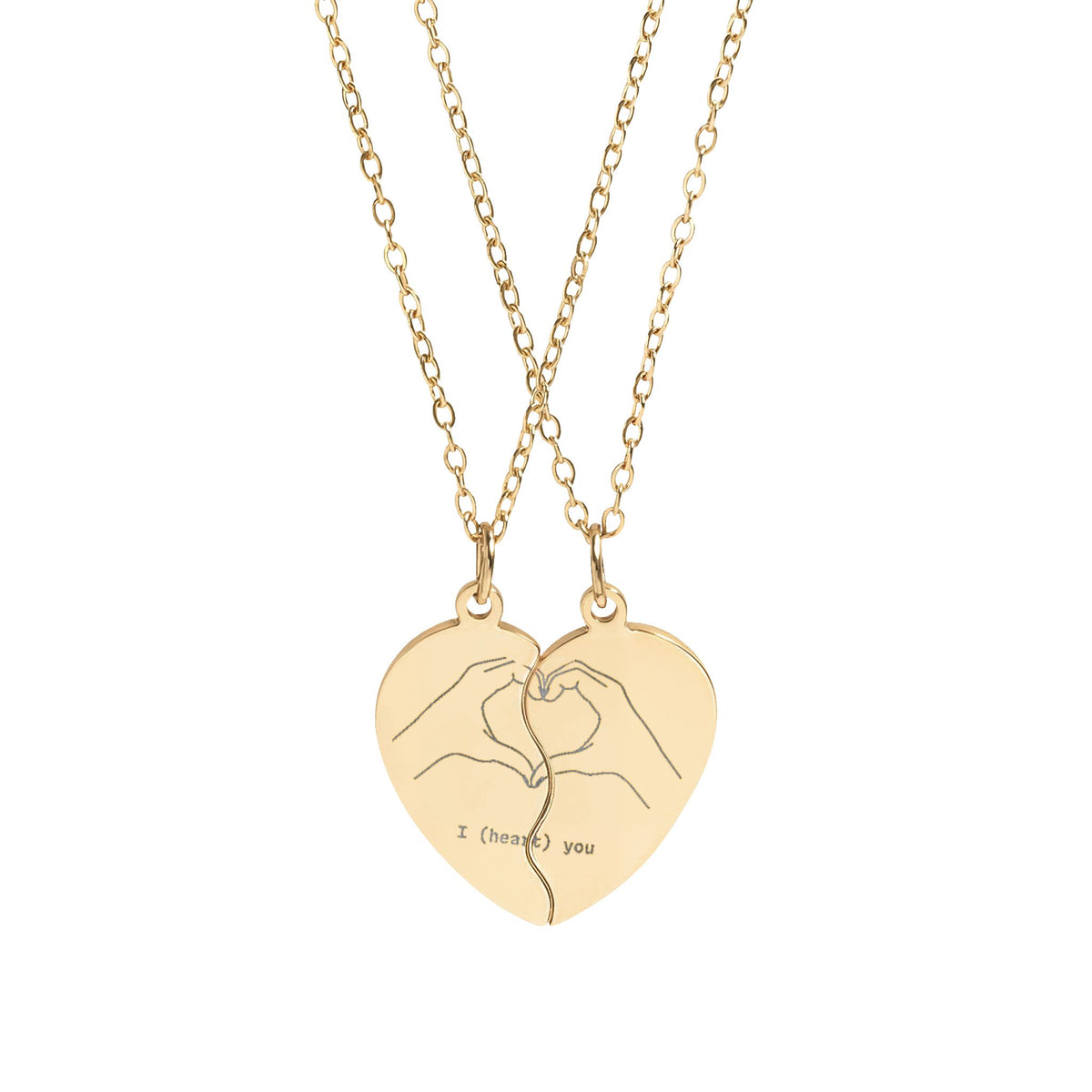 Engravable Break-Apart Heart Necklace Set — Personalized Best Friend Pendant
