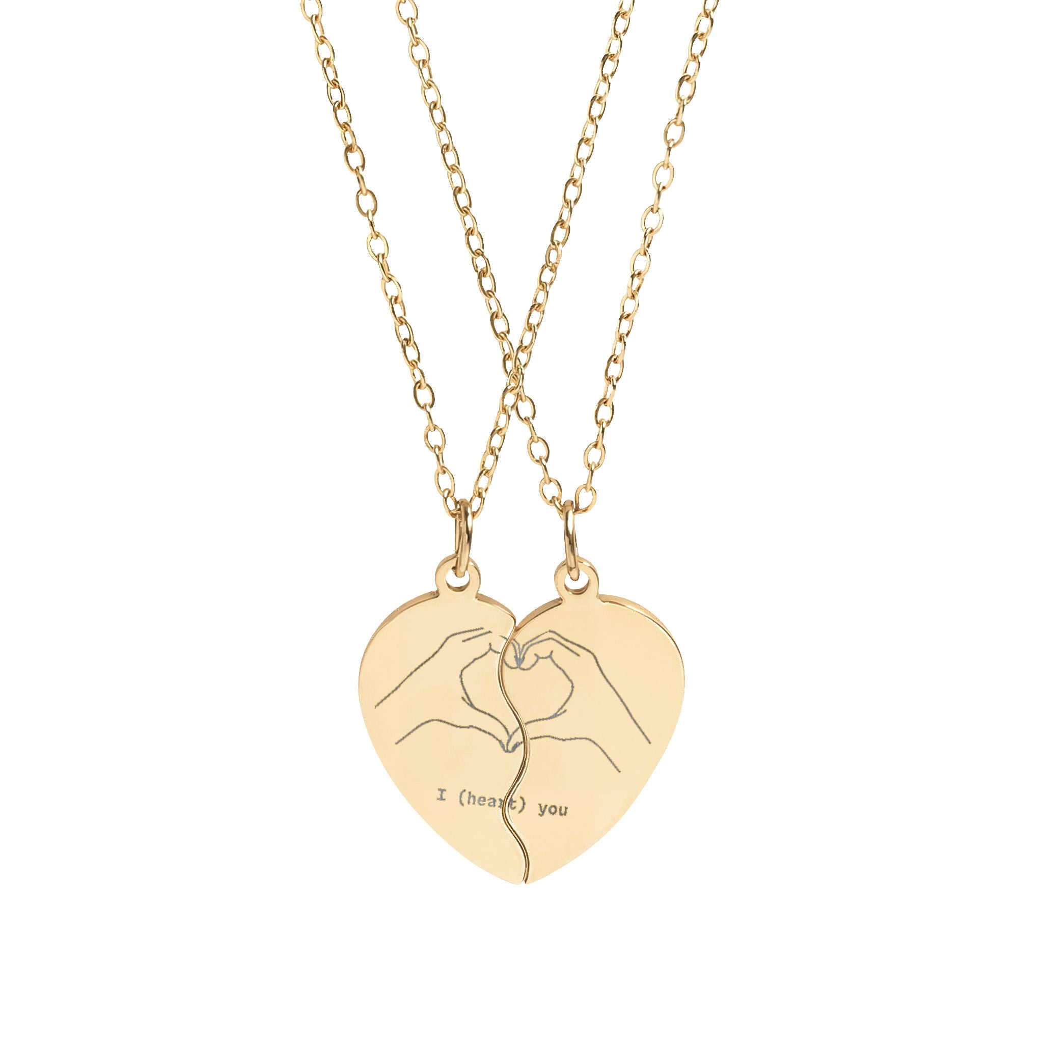 Engravable Break-Apart Heart Necklace Set — Personalized Best Friend Pendant