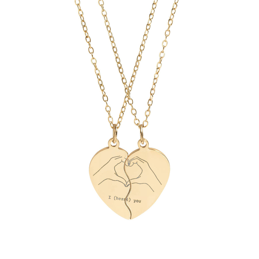 Engravable Break-Apart Heart Necklace Set — Personalized Best Friend Pendant