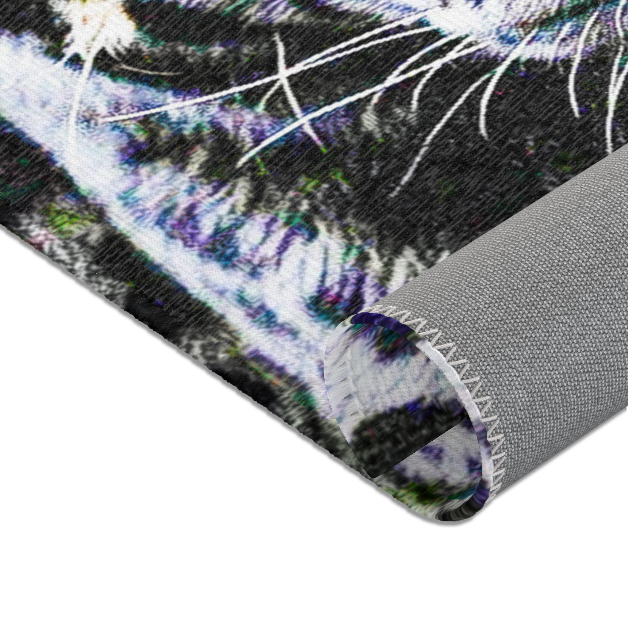 Leopard Portrait Area Rug — Bold Black & White Animal Print Accent Rug