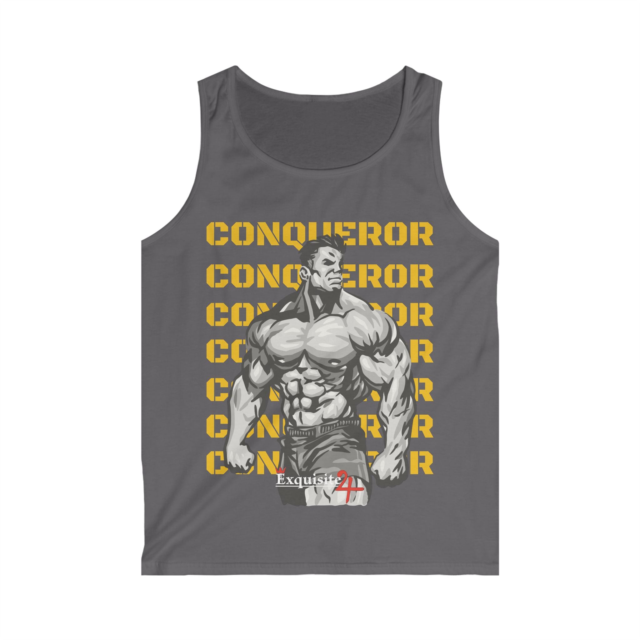 Conqueror Muscular Graphic Tank Top — Men's Gym Fitness Tank with 'Conqueror' Text