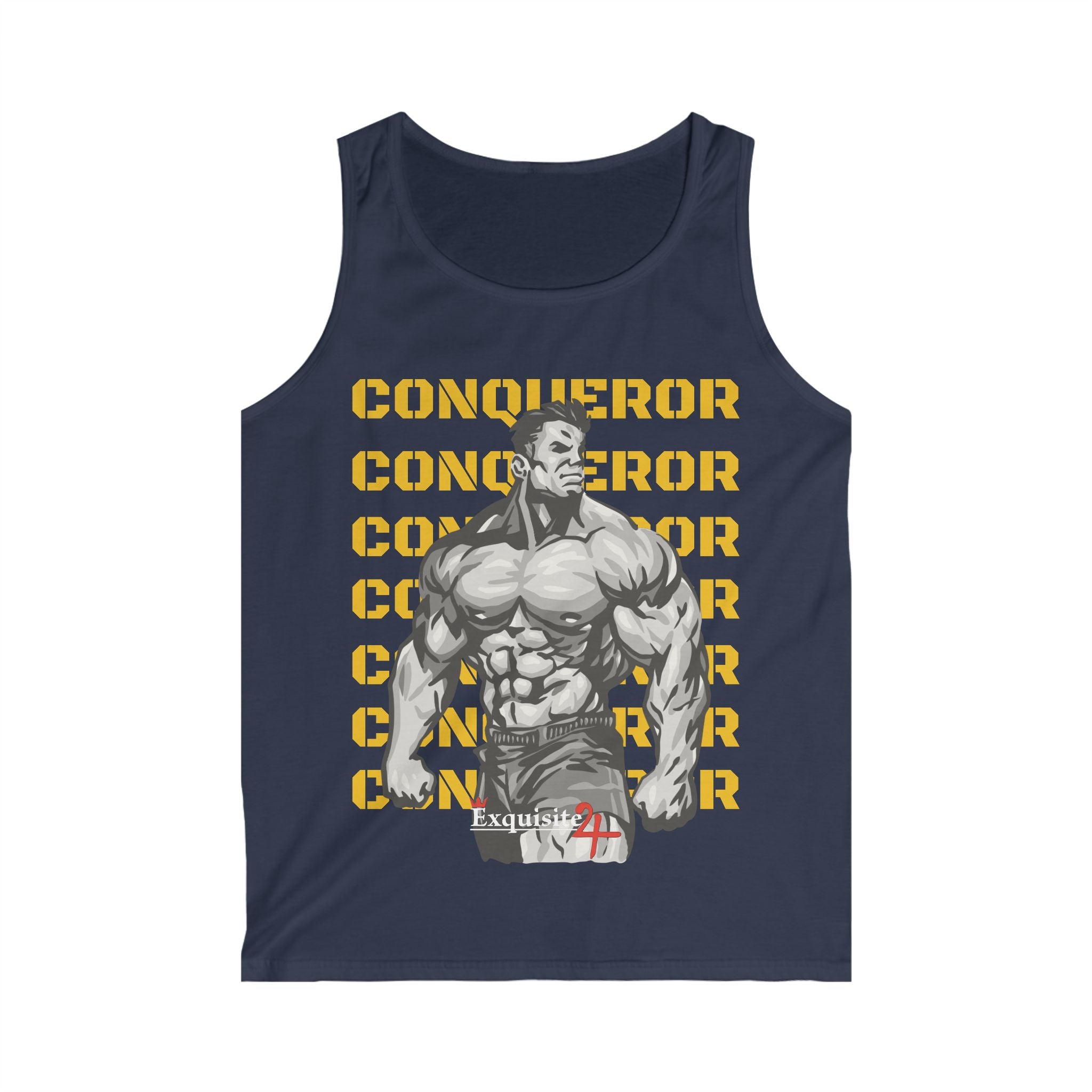 Conqueror Muscular Graphic Tank Top — Men's Gym Fitness Tank with 'Conqueror' Text