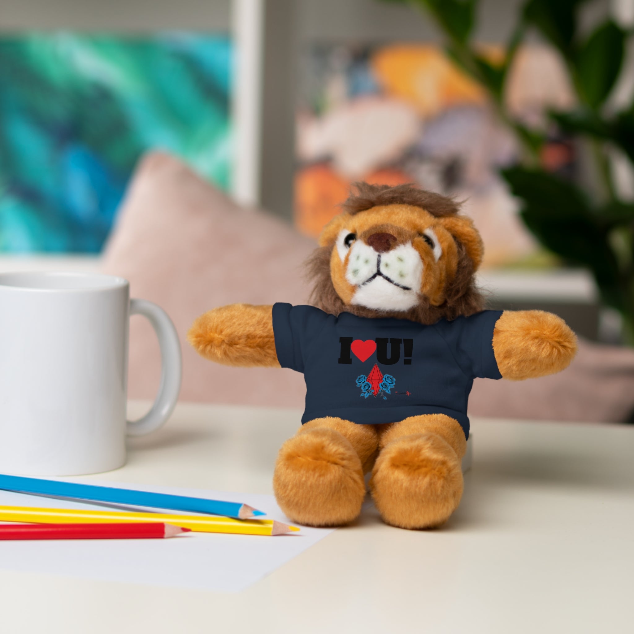 Plush Bear with Branded Tee – Red Diamond and Blue Roses Teddy