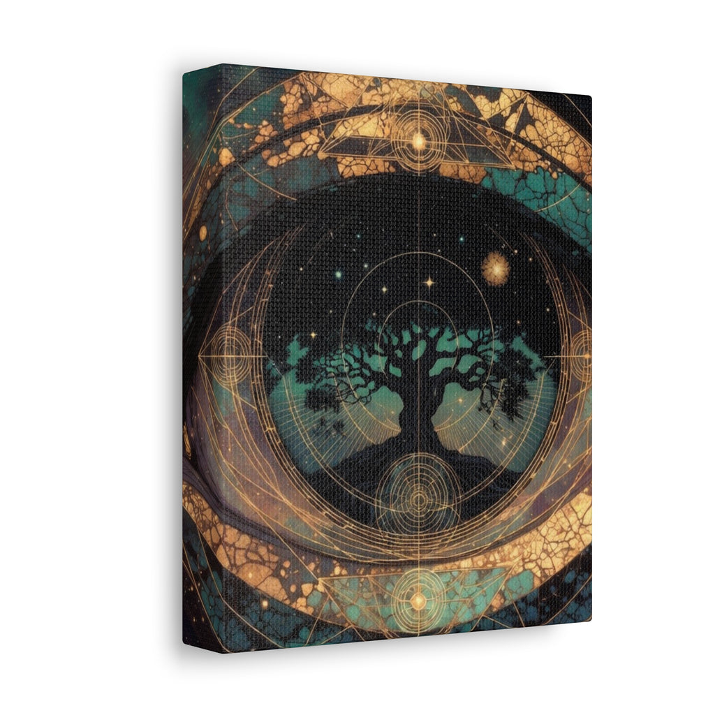 Mystic Tree of Life Stretched Canvas – Spiritual Cosmic Wall Art