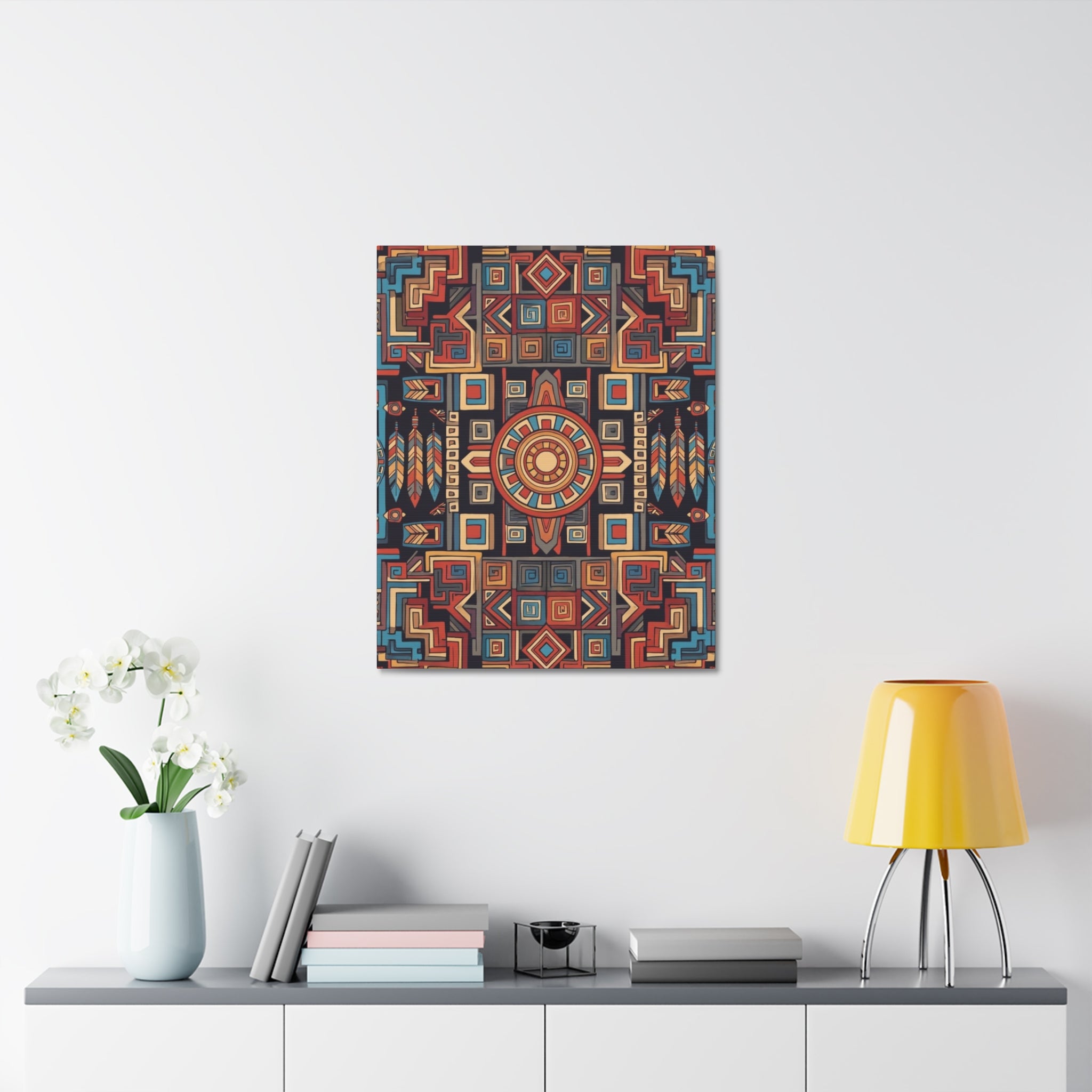Southwestern Geometric Canvas Art — Tribal Mandala Wall Decor