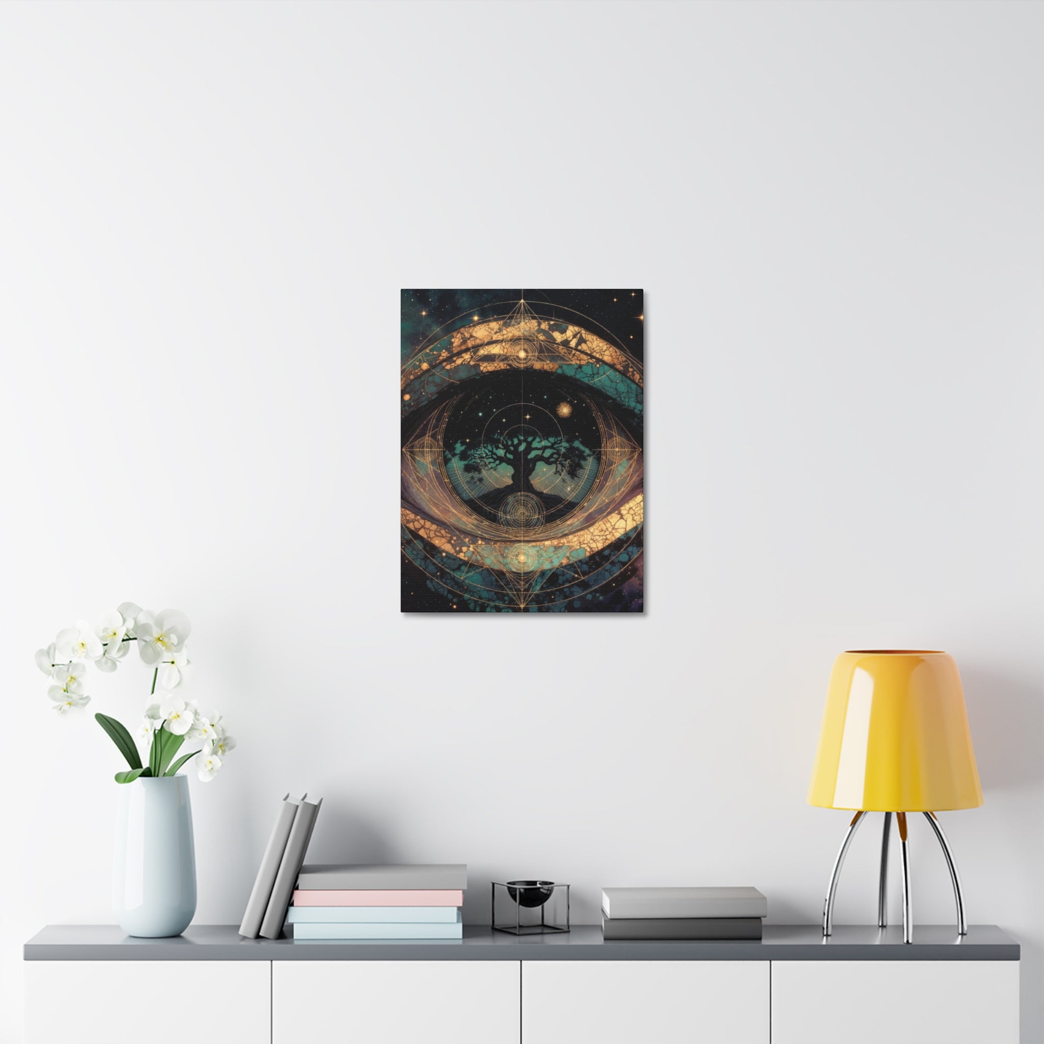 Mystic Tree of Life Stretched Canvas – Spiritual Cosmic Wall Art