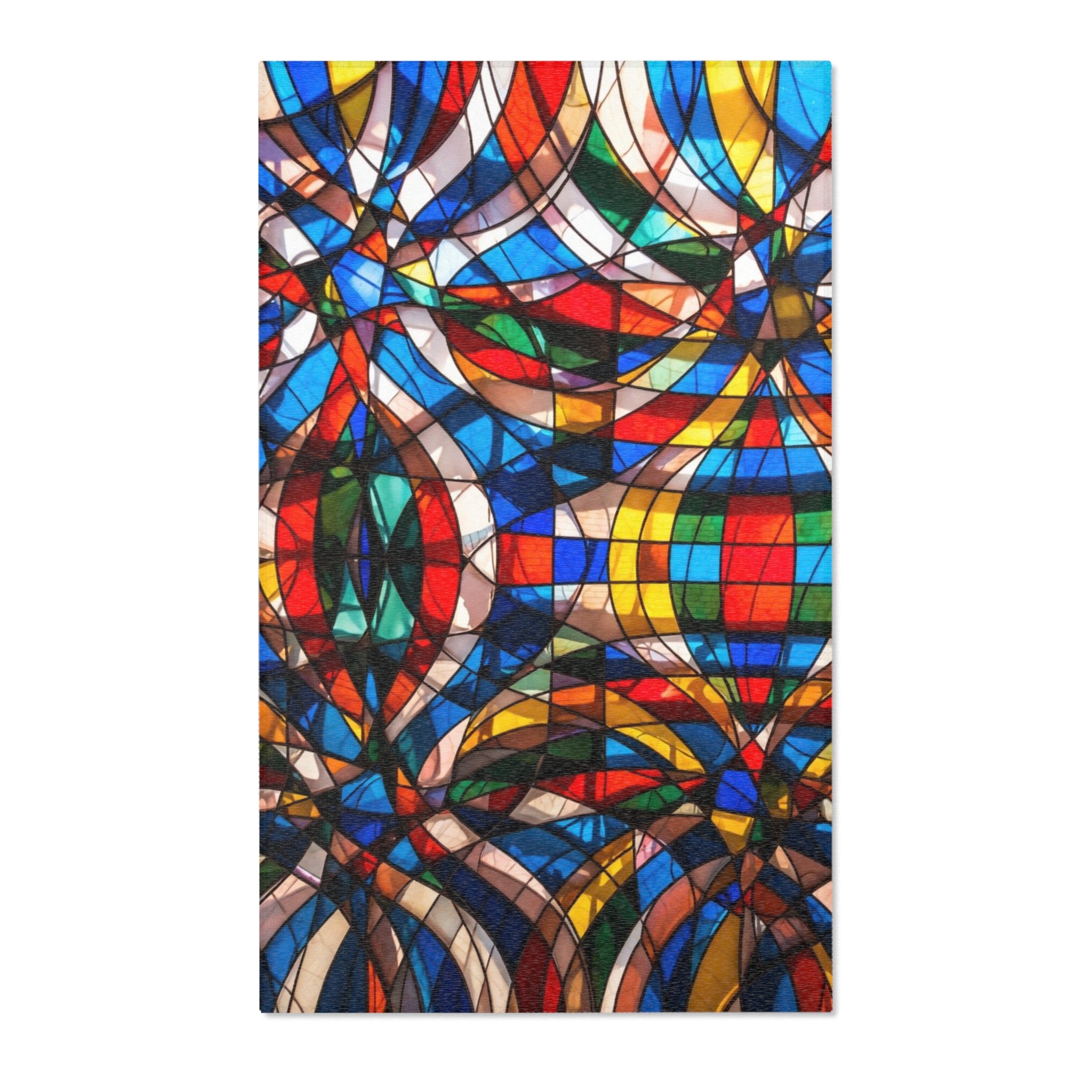Stained Glass Mosaic Area Rug — Vibrant Geometric Decorative Floor Mat