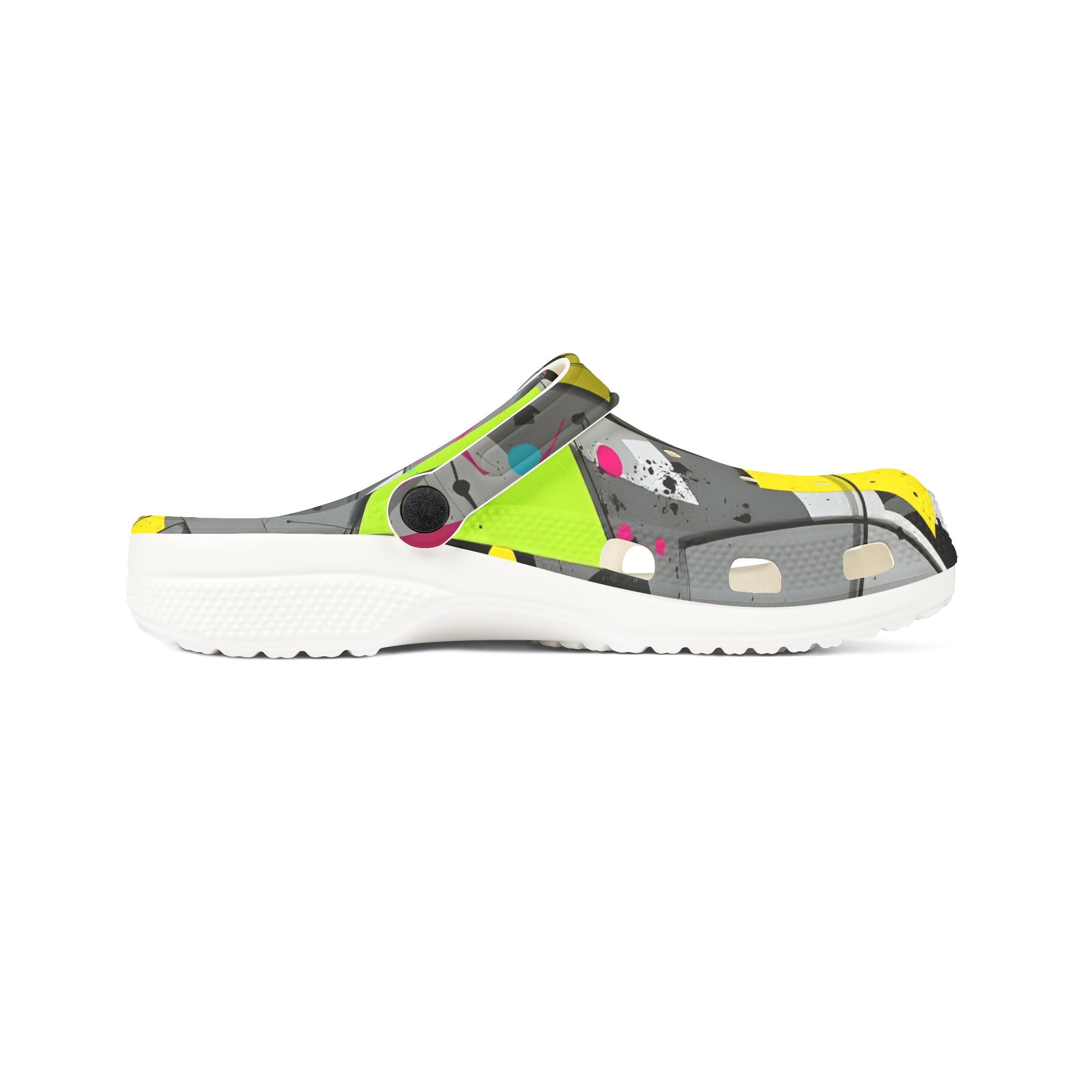 Neon Abstract EVA Foam Clogs — Lightweight Printed Garden Shoes