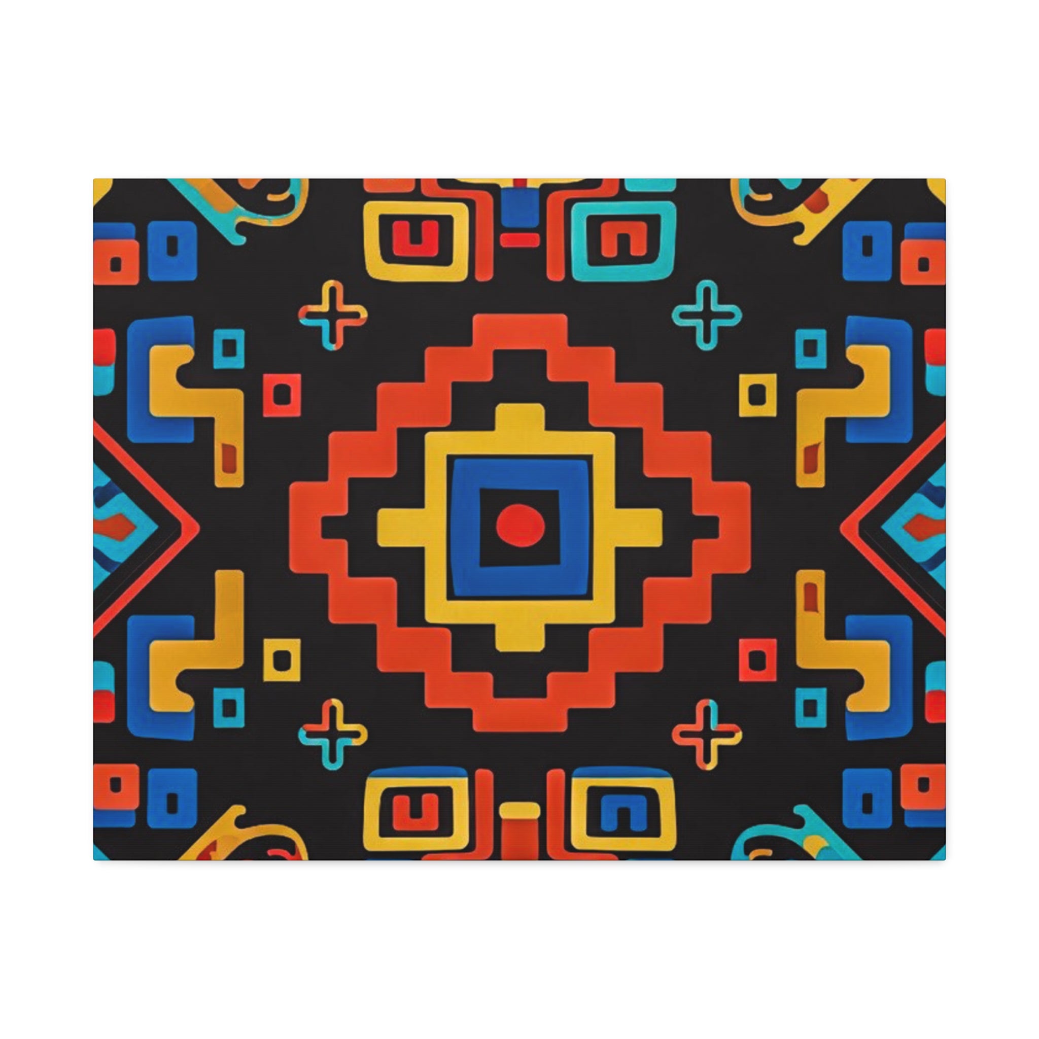 Bold Geometric Aztec Stretched Canvas Wall Art