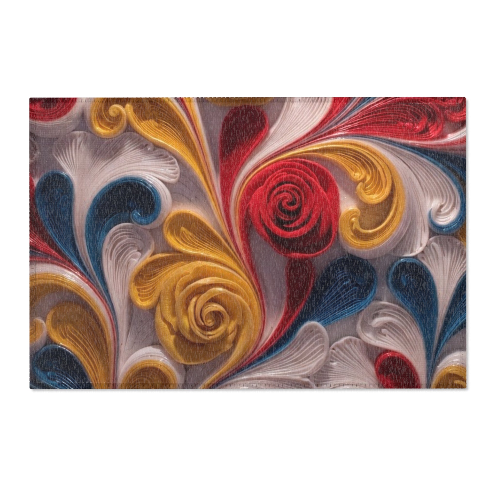 Abstract Floral Swirl Area Rug — Colorful Boho Decorative Accent Rug