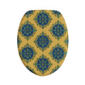 Bathroom Rug Set – Blue & Gold Moroccan Tile 3-Piece Toilet Bath Mat Set