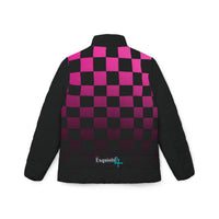 Pink Gradient Checkerboard Puffer Jacket