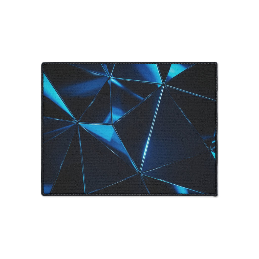 Geometric Blue Prism Floor Mat — Heavy Duty Non-Slip Rug for Entry, Garage & Office