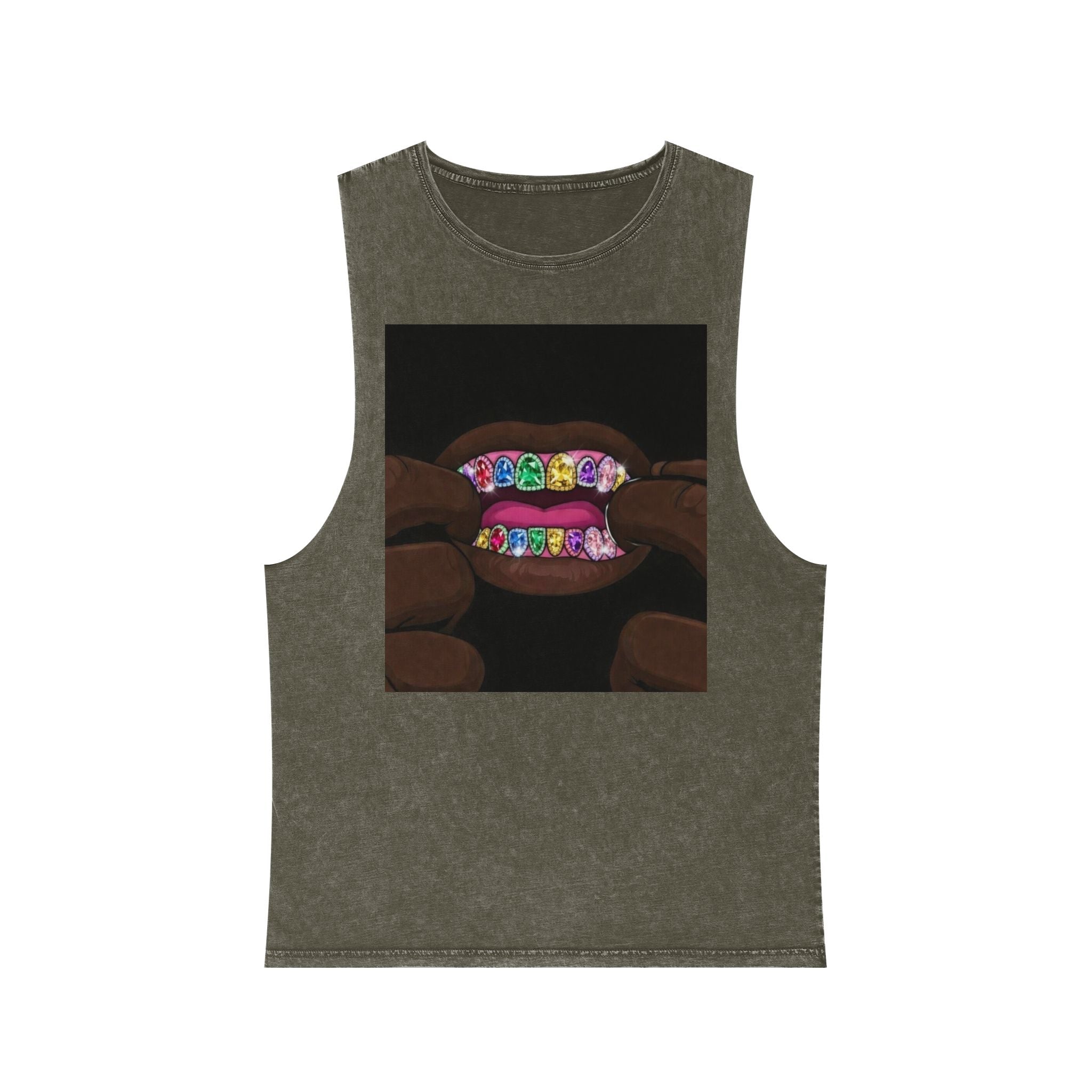 Stonewash Tank Top — Colorful 'Exquisite 24' Grillz Graphic
