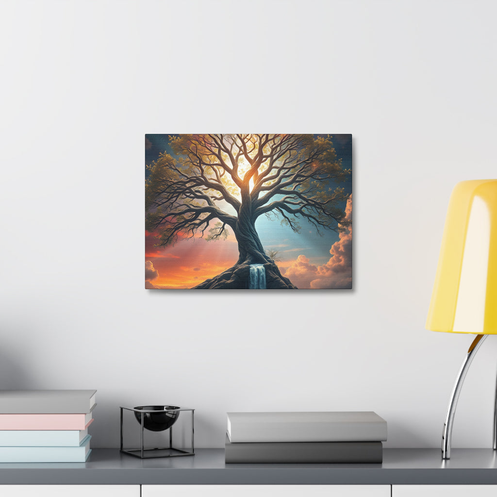 Tree of Light Stretched Canvas Wall Art – Inspirational Fantasy Landscape