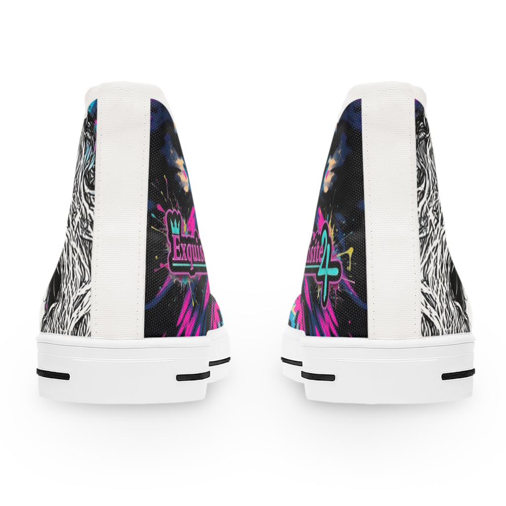 Women's High Top Portrait Pink & Blue Tie Dye Sneakers