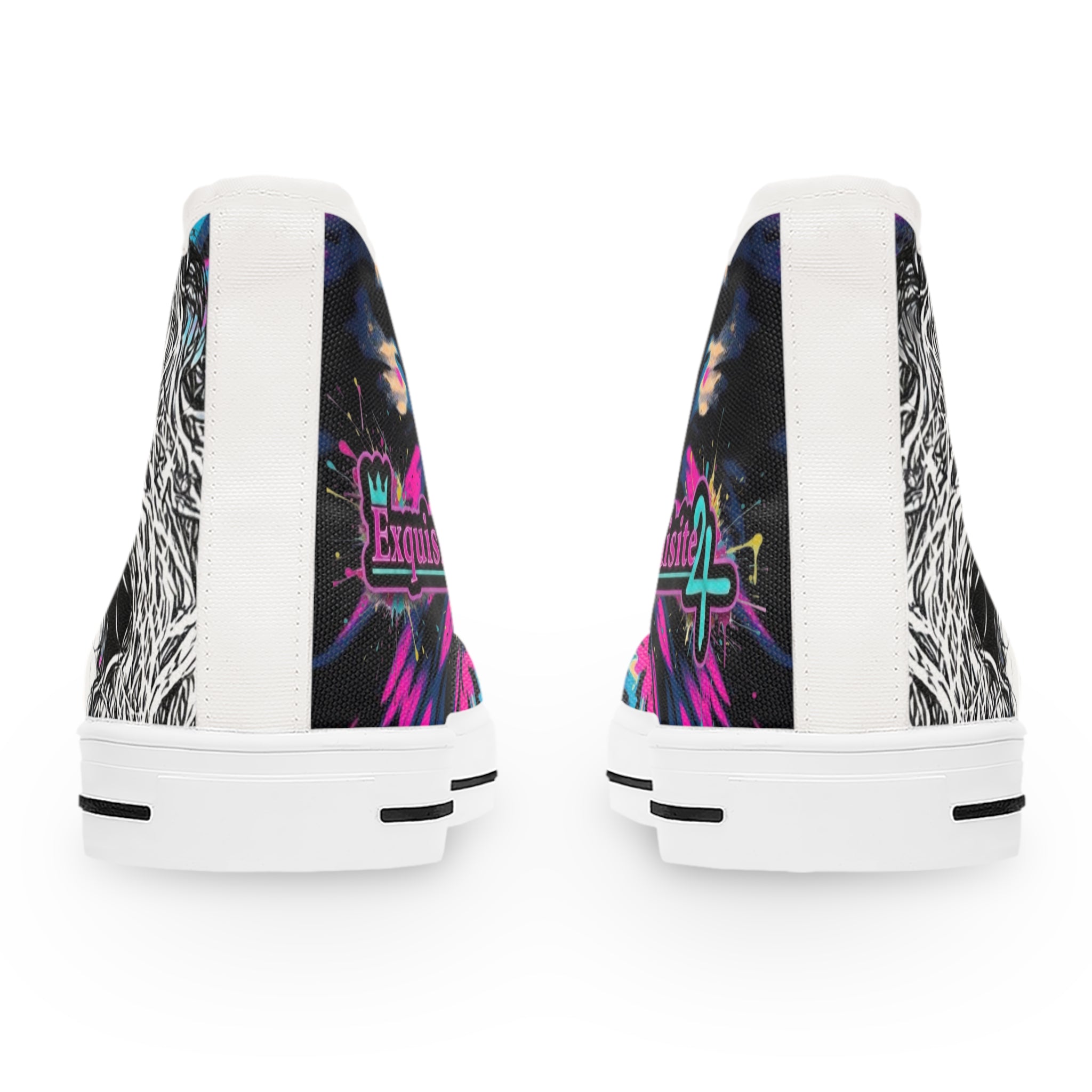 Women's High Top Portrait Pink & Blue Tie Dye Sneakers