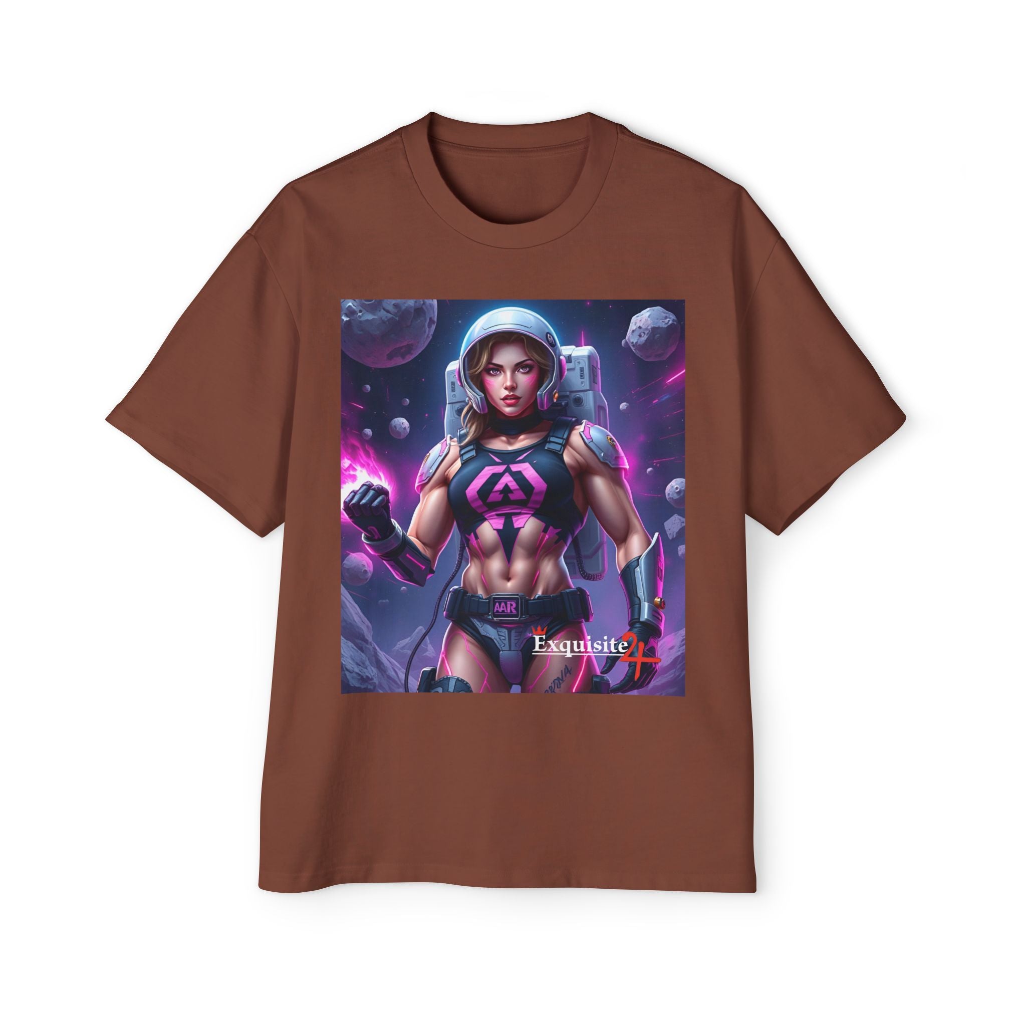 Astronaut Warrior Graphic Tee — Men's Sci‑Fi Space Gamer Oversized Shirt