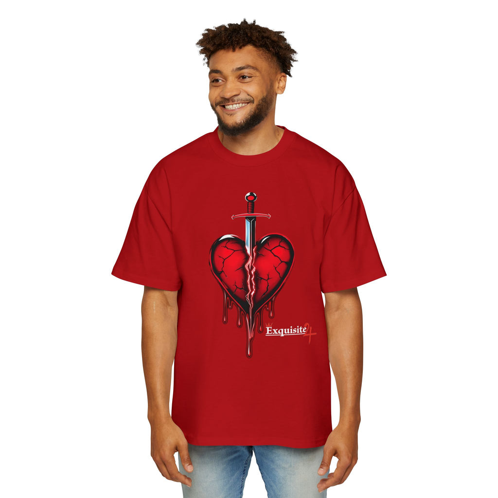 Oversized Graphic Tee — Bleeding Heart with Sword Design