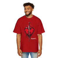 Oversized Graphic Tee — Bleeding Heart with Sword Design