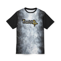 Exquisite 24 Logo Tee — Distressed Grey All-Over Print T-Shirt