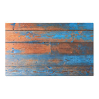 Rustic Blue Patina Wood Area Rug — Distressed Coastal Floor Decor
