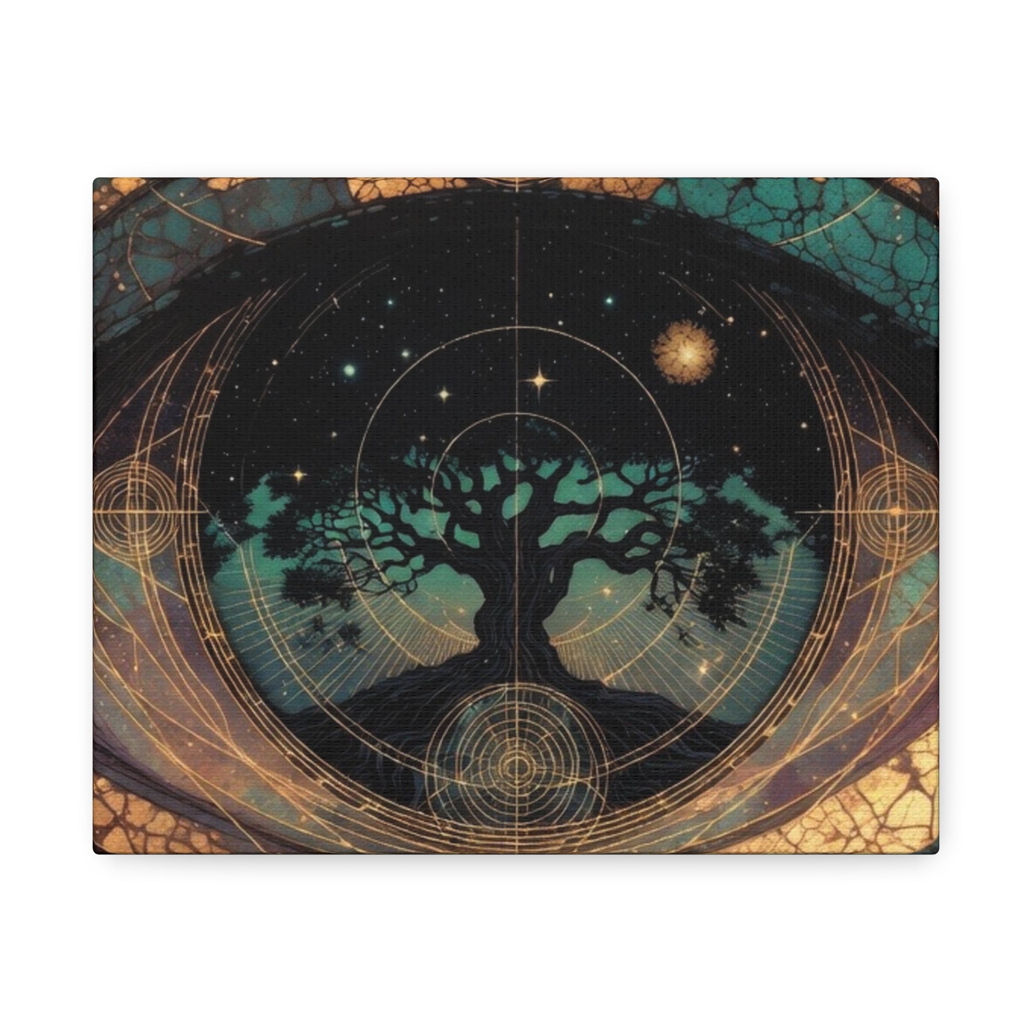 Mystic Tree of Life Stretched Canvas – Spiritual Cosmic Wall Art