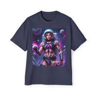 Astronaut Warrior Graphic Tee — Men's Sci‑Fi Space Gamer Oversized Shirt