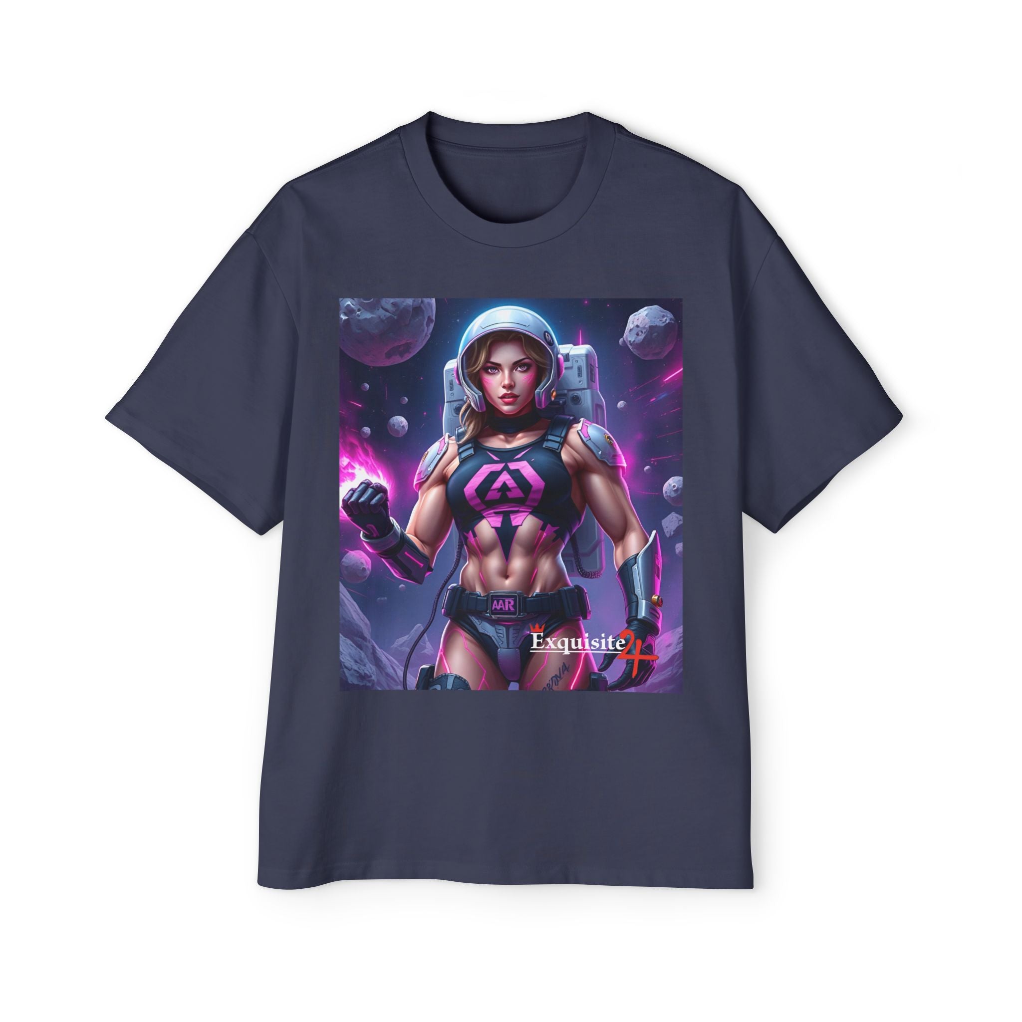 Astronaut Warrior Graphic Tee — Men's Sci‑Fi Space Gamer Oversized Shirt
