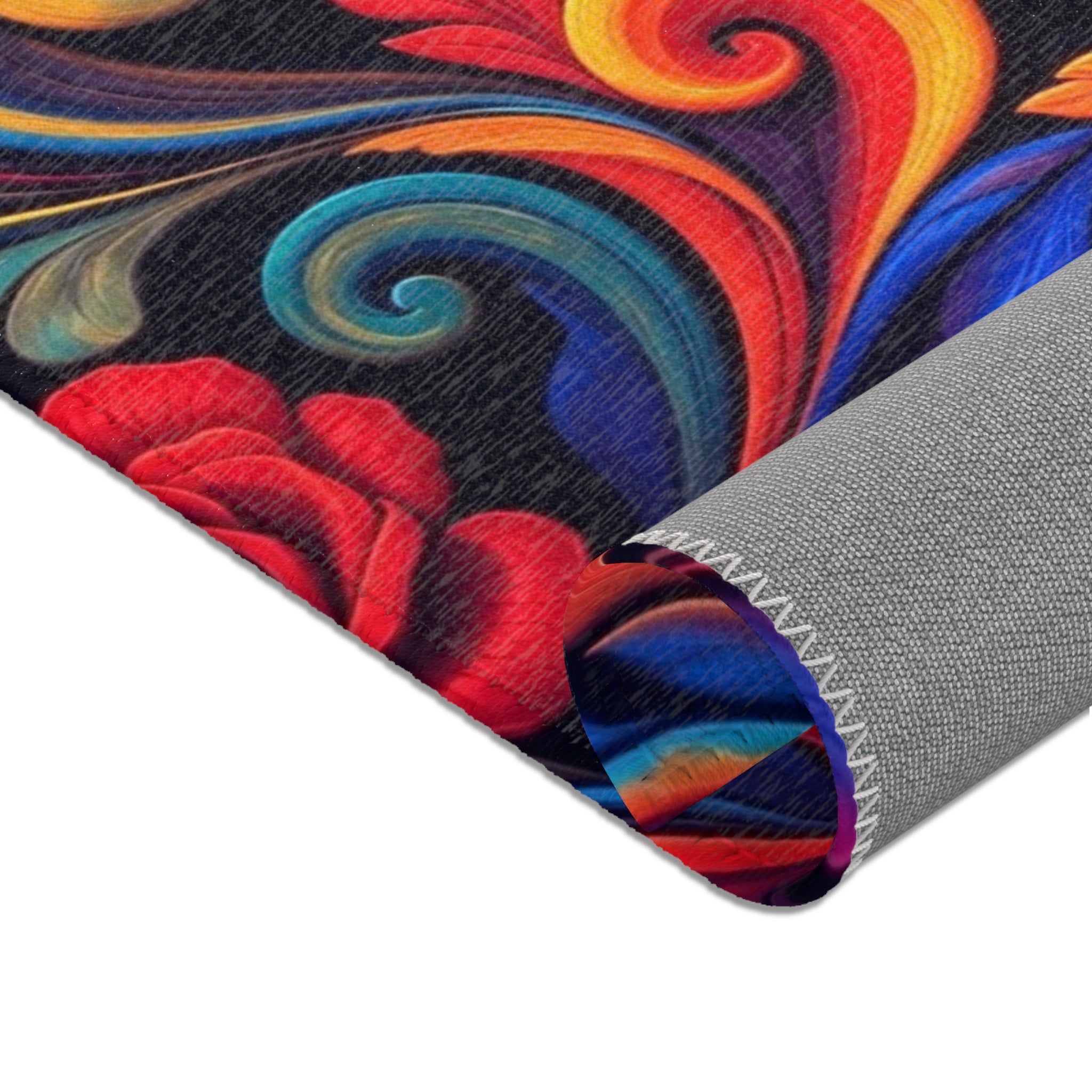 Vibrant Floral Swirl Area Rug — Colorful Rose Accent Rug