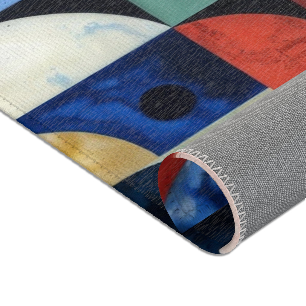 Geometric Color Block Area Rug — Mid-Century Abstract Modern Accent Rug