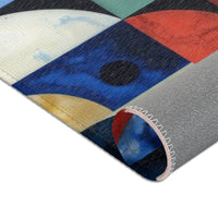 Geometric Color Block Area Rug — Mid-Century Abstract Modern Accent Rug