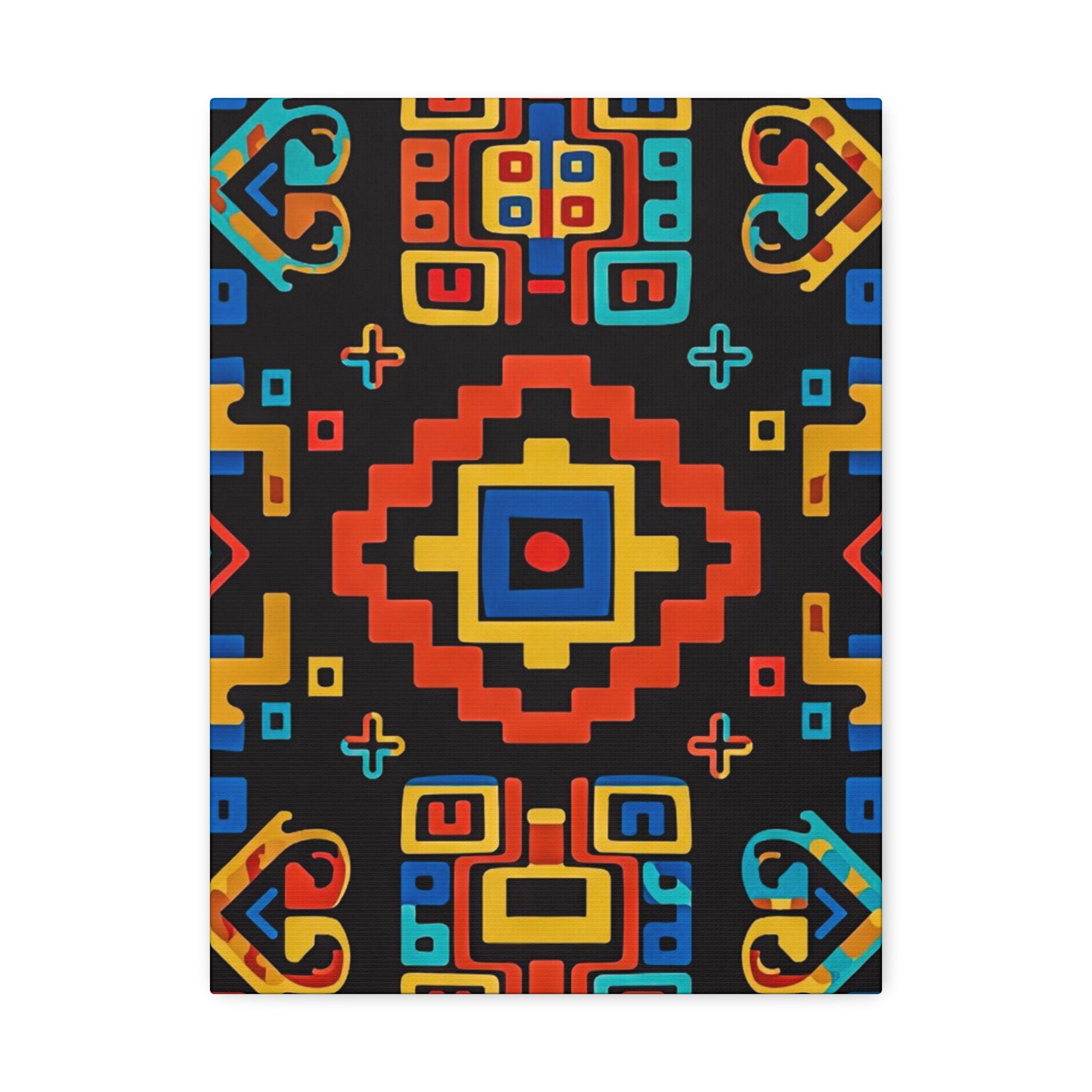 Bold Geometric Aztec Stretched Canvas Wall Art